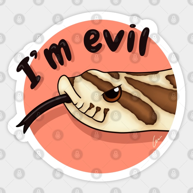 Cute Normal Western Hognose Snake, "I'm evil" Sticker by anacecilia